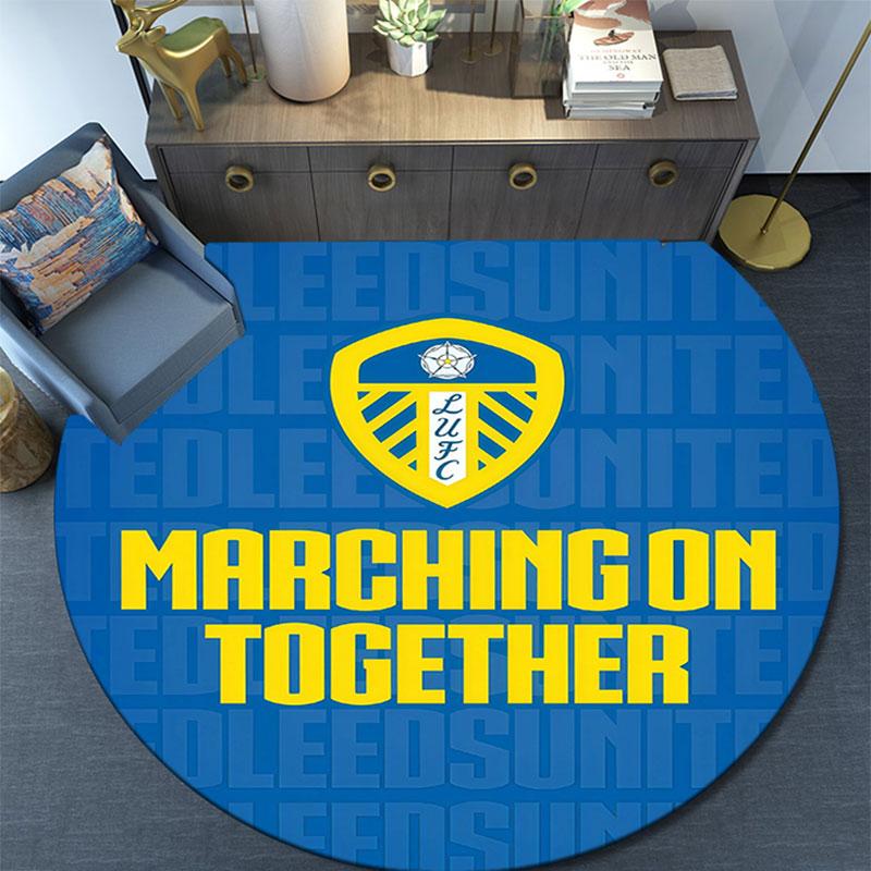 Leeds United logo pattern round rug,Carpet Rug for Living Room Bedroom Playroom ,Non-slip Floor Mat,Holiday Gifts and Birthday Gifts.