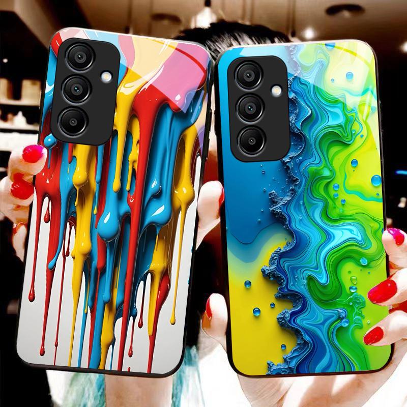 Цвет Черный Точка Белый Для Samsung Galaxy A15 5G 54 4G 51 50 24 35 90 71 12 51 53 52S 80 22 34 Чехол для телефона из закаленного стекла