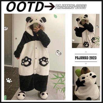 Женская зимняя ночная рубашка с рисунком милой панды, пижама из кораллового флиса - 2025 новый теплый домашний костюм для девочек