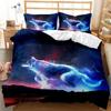 Wolf Duvet Cover Set 3D Animal Theme Bedding Set Retro Cool Wild Wolf Blue Sky Double Queen King Size Soft Polyester Qulit Cover