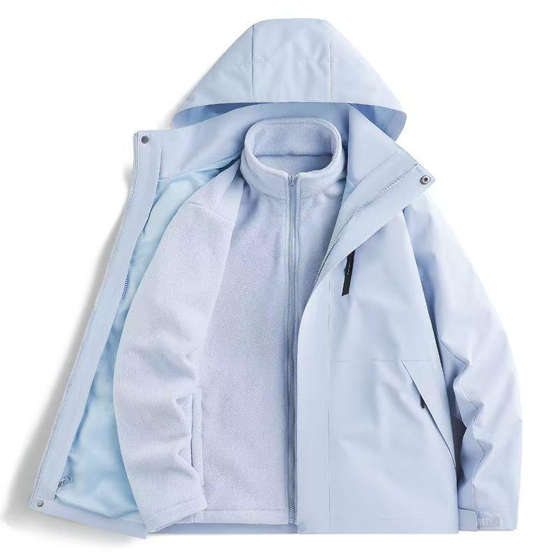 Unisex 3-in-1 Detachable Fleece-Lined Waterproof Windproof Outdoor Jacket Hiking Camping Skiing Fall Winter