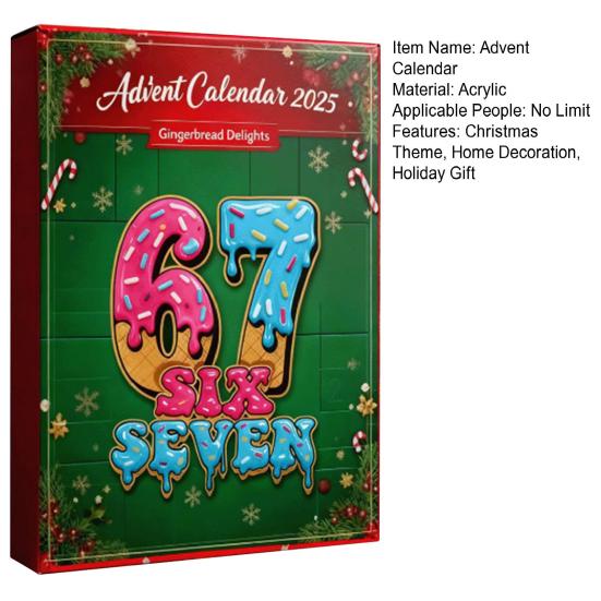 Рождественский адвент-календарь с 67 акриловыми подвесными украшениями в виде рождественской елки 24