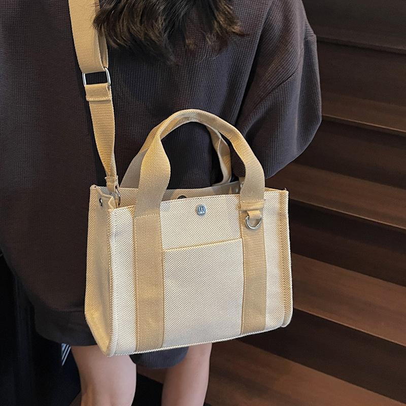 Large Capacity Canvas Travel Bag Shopping Bag Women's 2025 New Casual Fashion Handbag Commuter Shoulder Crossbody Bag