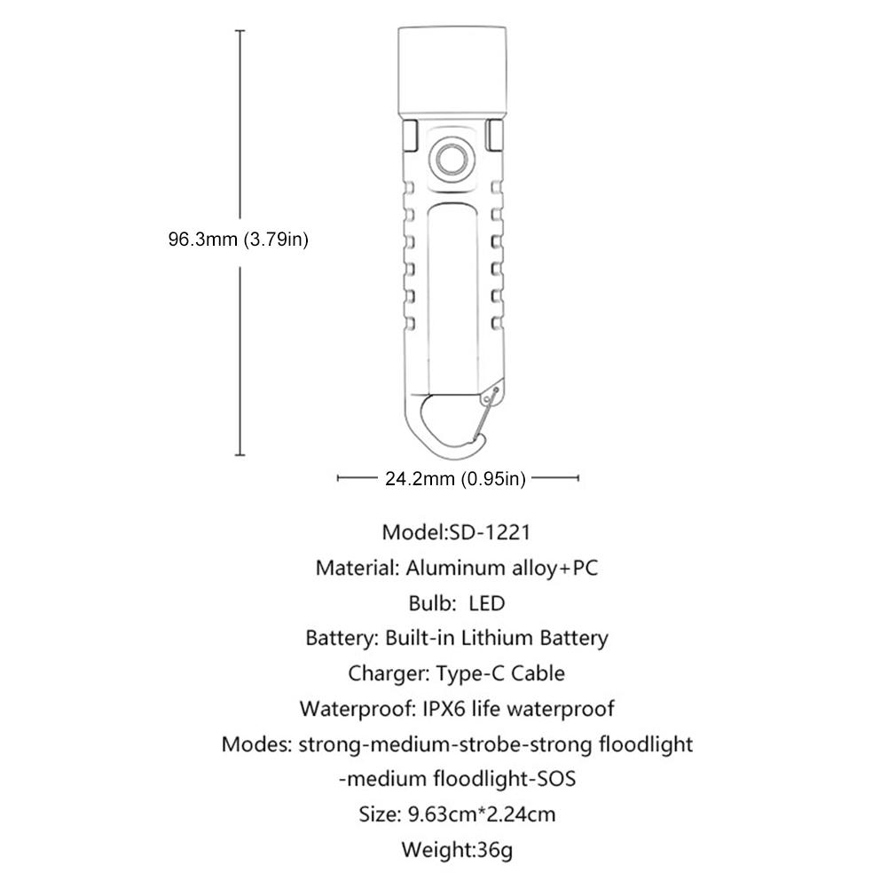 LED SMD Mini Flashlight Rechargeable Pocket Flashlight with Clip Handheld Flashlight Luminous for Camping Hiking Emergency