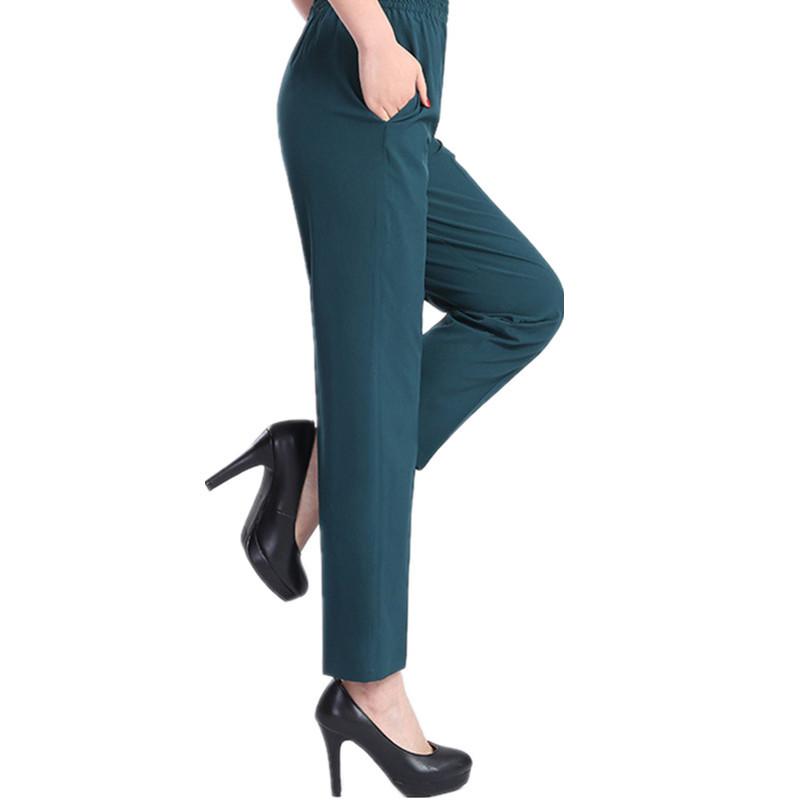 Женские брюки, повседневные брюки, летние тонкие и свободные женские девятые брюки из искусственного шелка