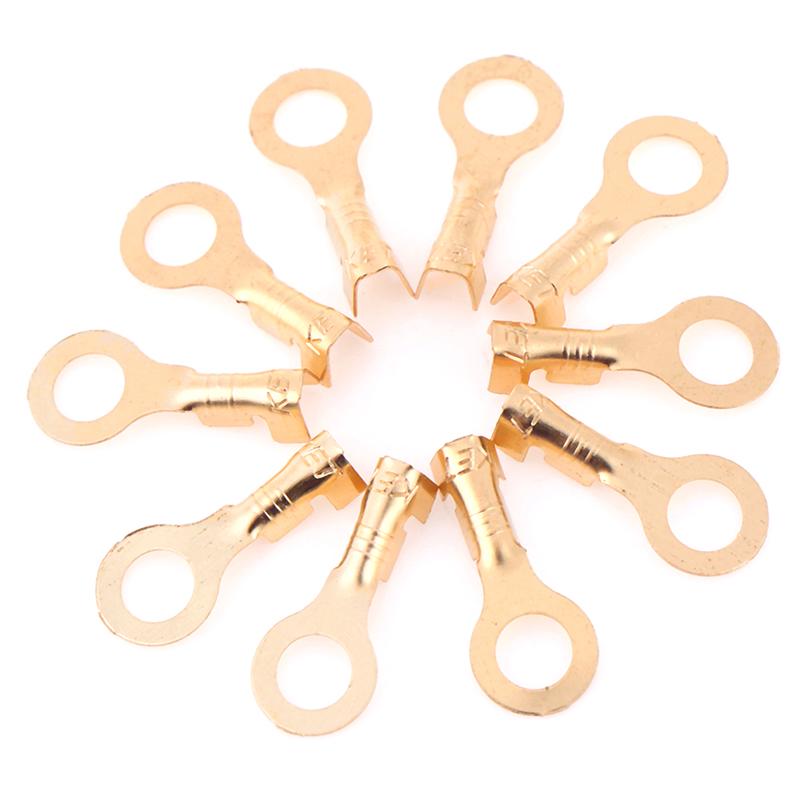 100Pcs 4.2Mm Gold Brass Round Terminal Power Supply Wire Connector