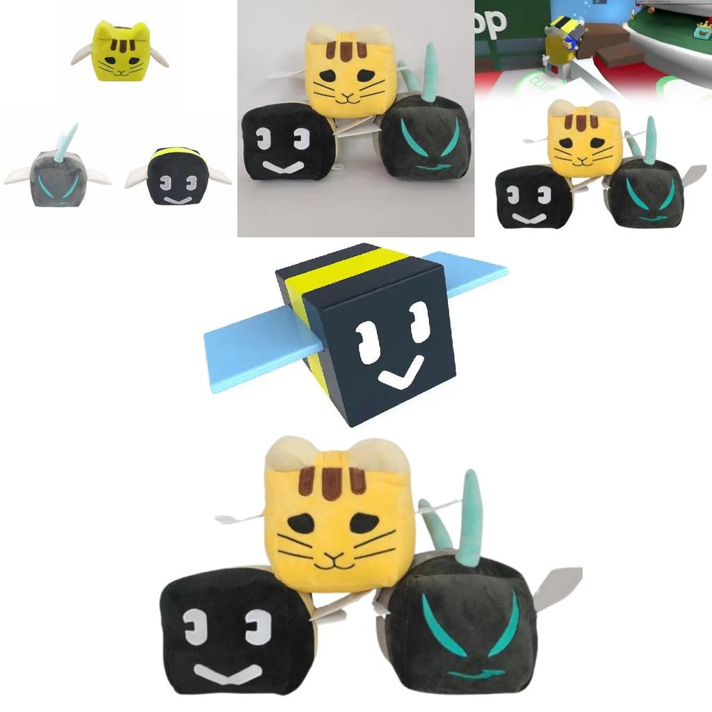 Bee Swarm Simulator Black Gray Yellow Plush Cat Doll With Pp Cotton Filling For Gift