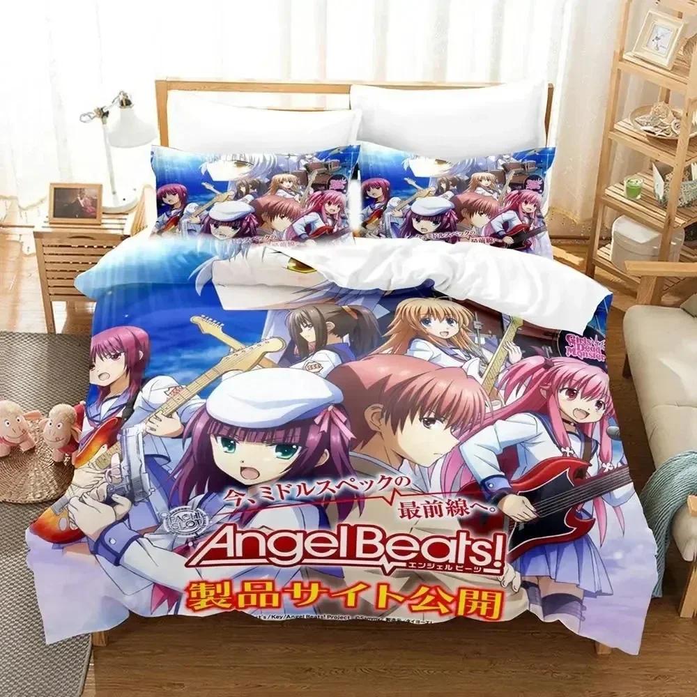 3D-принт аниме Angel Beats Постельное белье Пододеяльник Постельный комплект Одеяло Чехол Наволочка Одеяло King Queen Size Постельное белье для мальчиков и взрослых