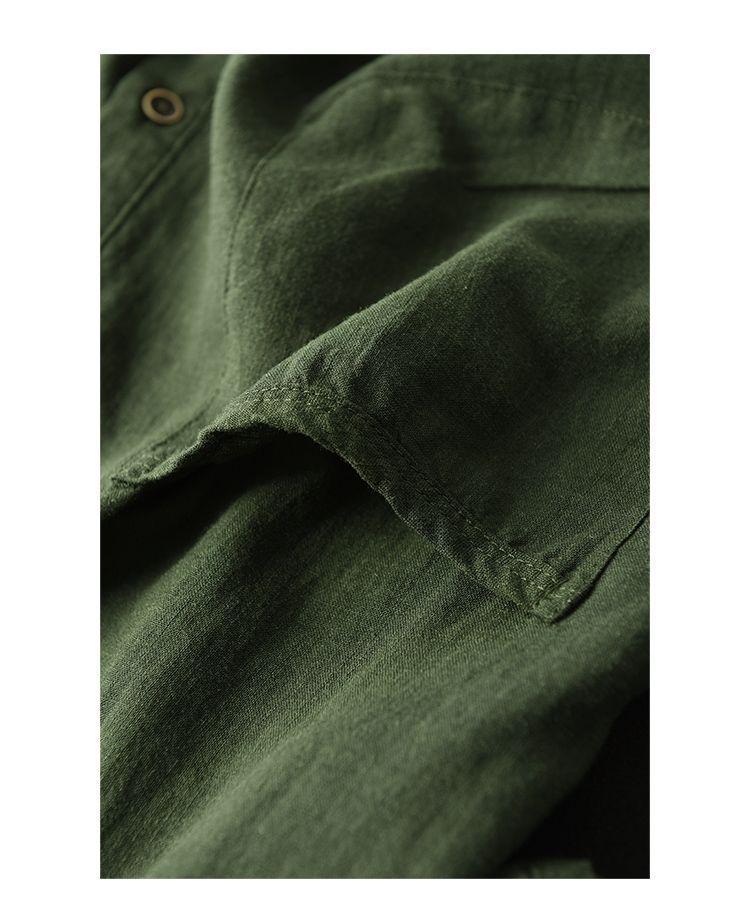 Женская летняя хлопково-льняная рубашка-кардиган с рукавом до середины предплечья 2024 - Повседневный, приталенный, однобортный дизайн