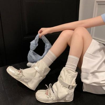 Модные двухсторонние ботинки на плоской подошве, осенние новинки, круглый носок, комбинированный перед, шнуровка, металлическая пряжка на ремне, мягкие ботинки-слипоны с коротким голенищем