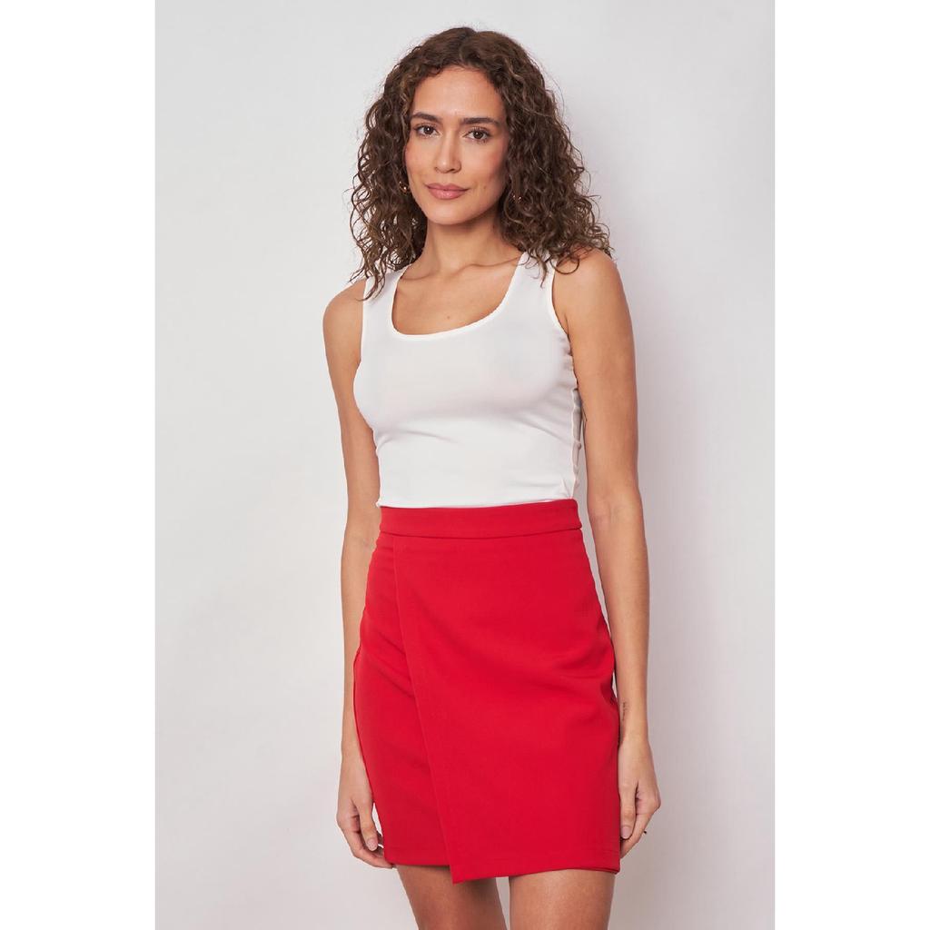 Women's Lightweight Lycra Fabric High Waist Wrap Double Breasted Lightweight Mini Pencil Skirt - Black