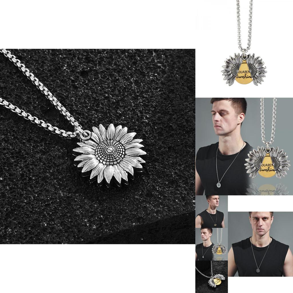 Retro Punk Style Sunflower Totem Necklace For Men Women Hip Hop Jewelry Accessory