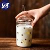 Термостойкая стеклянная офисная чайная чашка, креативная прозрачная кофейная кружка с крышкой и соломинкой, бытовая чашка для молока, сока, дорожная посуда для напитков
