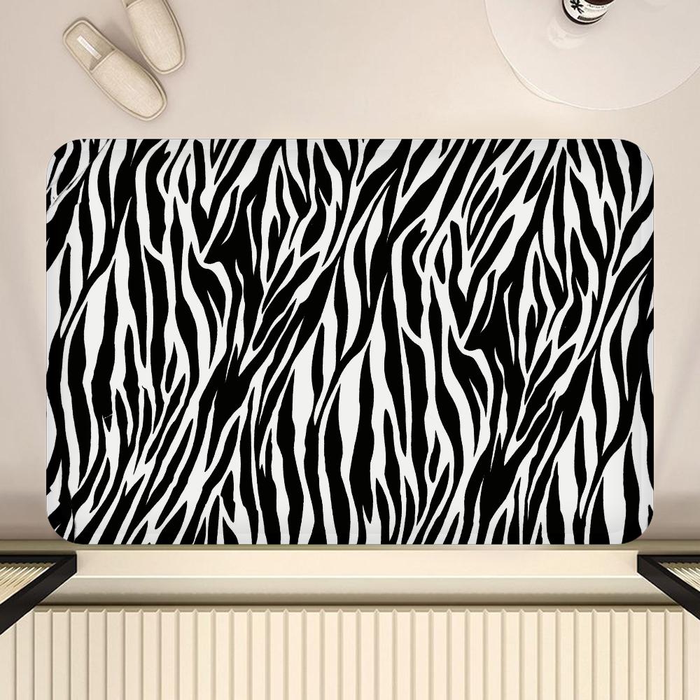Zebra-stripe Floor Mat Bathroom Mat Kids Room Bedroom Decoration Balcony Anti-Slip Doormat Living Room Bedside Area Rugs