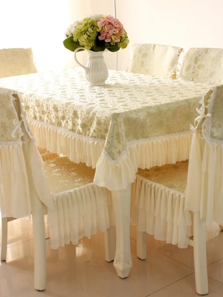 Высококачественная квадратная скатерть с кружевным краем, бытовая подушка для обеденного стола, подушка для стула, чехол на спинку, минималистичный современный пылезащитный чехол