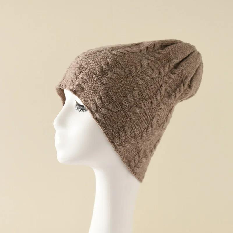 100% Кашемир козы Вязаные шапки-бини для женщин Зимняя теплая мягкая шапка-скулли для девушки Шапка-боннет Осень y2k Мода Корея