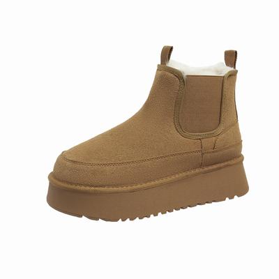 Мода 2024 года, новые высококачественные матовые зимние ботинки из натуральной кожи, обувь на платформе, увеличивающая высоту голенища, удобные теплые ботинки «Челси», зимние женские ботинки