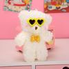 Adorable Furry Keyring Glasses Blush Bear Keychain Animal Shaped Backpack Charm