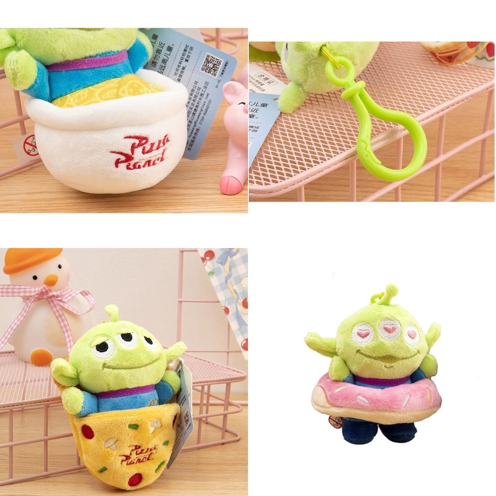 Disney Toy Story Alien Plush Doll Pendant Doughnut Hamburger Keychain Kid Gift
