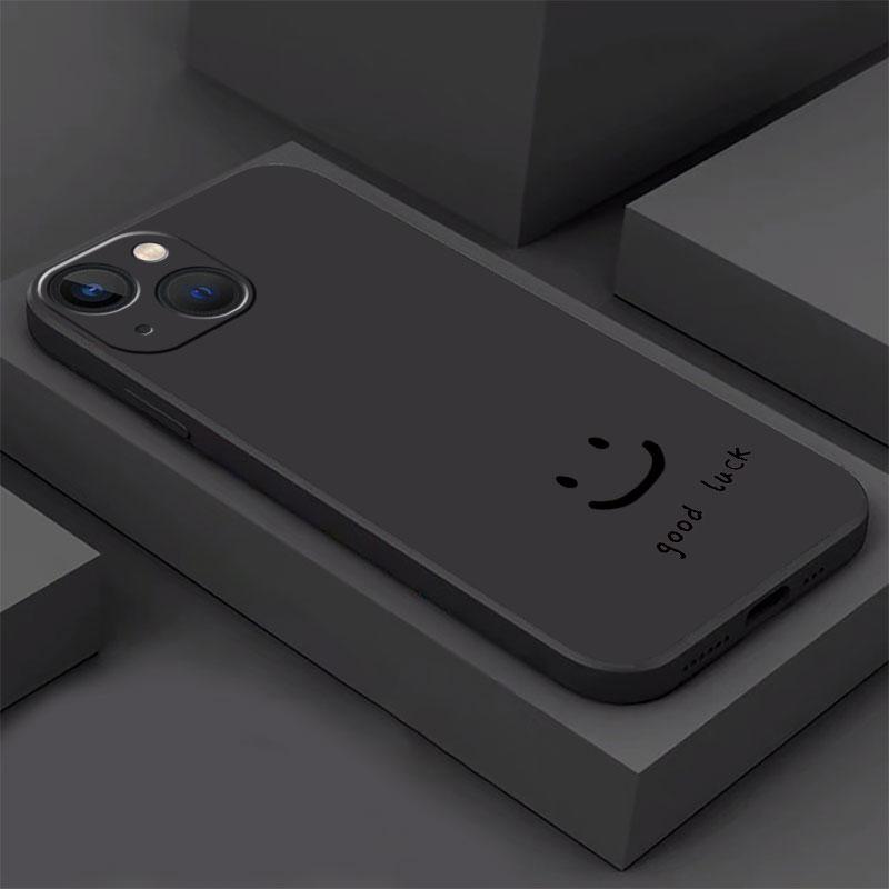 Чехол в полоску со смайликами для Apple iPhone 14 13 11 12 Pro 7 XR X XS Max 8 Plus 6 6S SE 2022 13Pro черный мягкий чехол для телефона