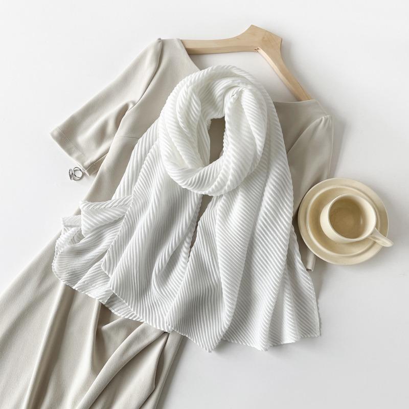Однотонный шарф из искусственного хлопка и льна, шелковый шарф-плиссе для женщин * 0 см, квадратный шарф, шарф из искусственного шелка, головной платок