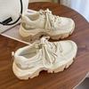 Fashion Mesh Breathable Dad Shoes Female 2024 New Wedge Thick Sole Lace Up Comfortable Shoes Sport Running Tennis Shoe Zapatillas Mujer