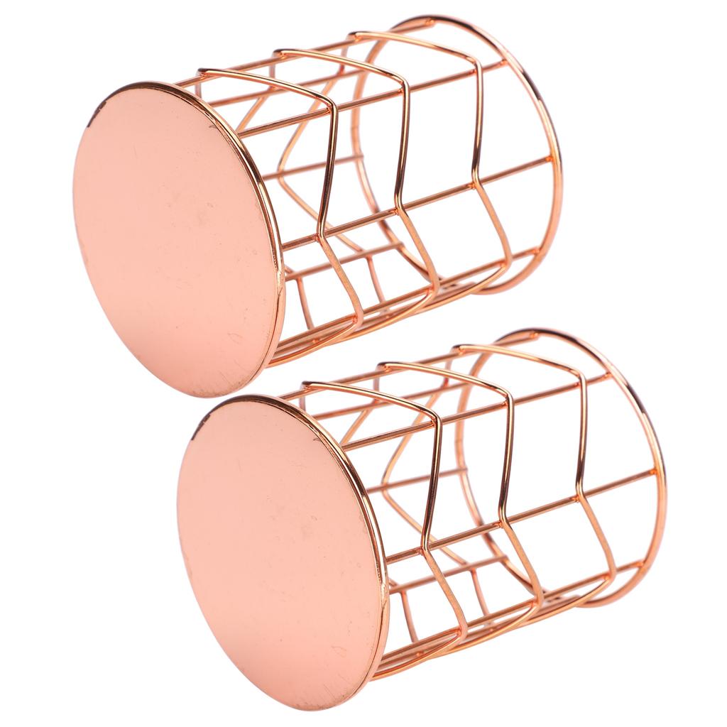 2Pcs Gold Metal Mesh Pen Holder Desktop Storage Basket for Makeup & Ventilated Idl for Pens Small Objects