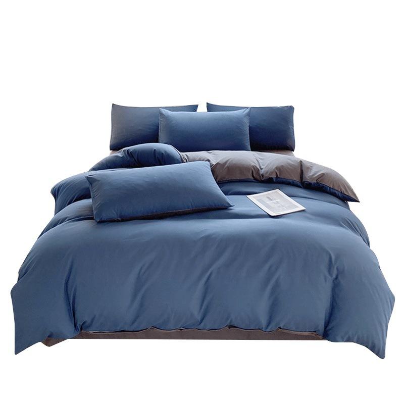 Зимняя двухсторонняя хлопковая кровать из четырех частей, однотонная простыня, пододеяльник, пододеяльник для студенческого общежития и средней школы