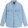 Vintage Polo Collar Solid Color Denim Long Sleeve Shirt Men Shirts Blue VN000M12IYR
