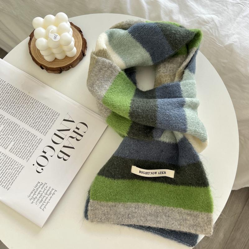 Fashion Multicolor Stripe Scarf Warm Winter Small Narrow Shawl Women Lovely Fashion Casual Scarves For Women