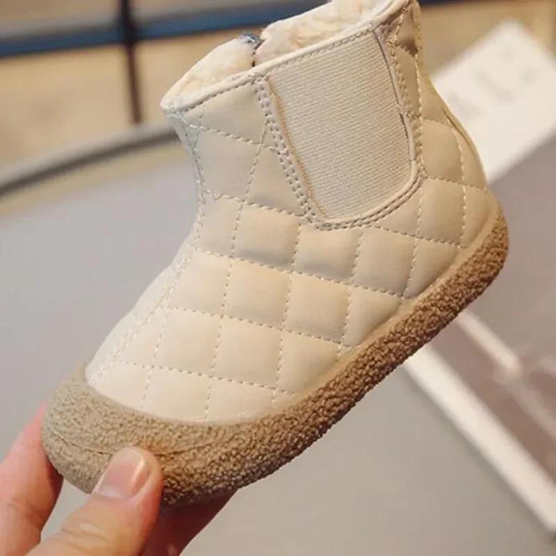 Winter Kids Snow Boots Plush Warm Thicken Children Girls Short Boots Non-slip Size 21-30