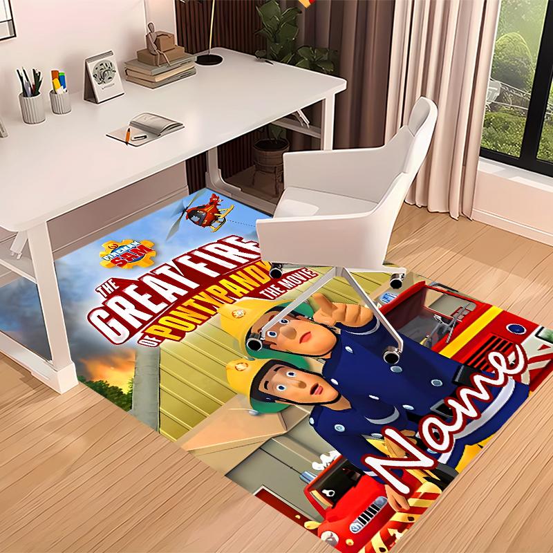 Custom personalization Fireman Sam Print Area Rug - Soft, Washable Non-Slip Indoor Mat,Living Room,Home&Office Decorative Rug