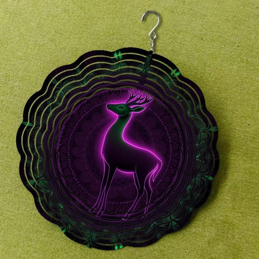 10-дюймовые колокольчики ветра с животными и 3D-мандалой, вращающиеся яркие узоры без батареек для уличного декора, идеальный праздничный подарок