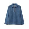 2025 Spring Women's Lapel Zip Denim Shirt Sweatshirt