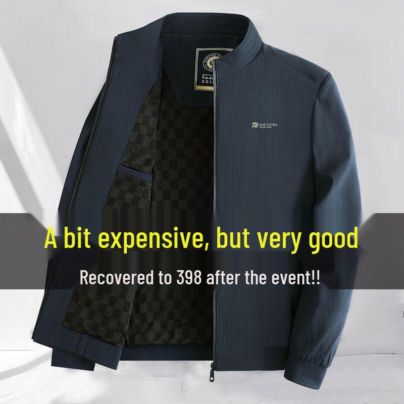 Spring & Autumn Stand-up Collar Jacket for Middle-Aged Men: Versatile Lightweight Business Casual Coat