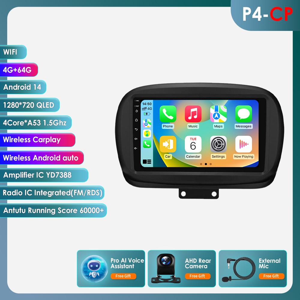 Car Radio for FIAT 500X 2014-2020 Stereo GPS Navigation Wireless Carplay Multimedia Player Autoradio DSP 4G WIFI Android Auto RDS 6115