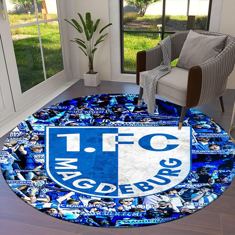 FC Magdeburg Round Area Rug,Carpet Rug for Living Room Bedroom Sofa Playroom Decor,Non-slip Floor Mat56