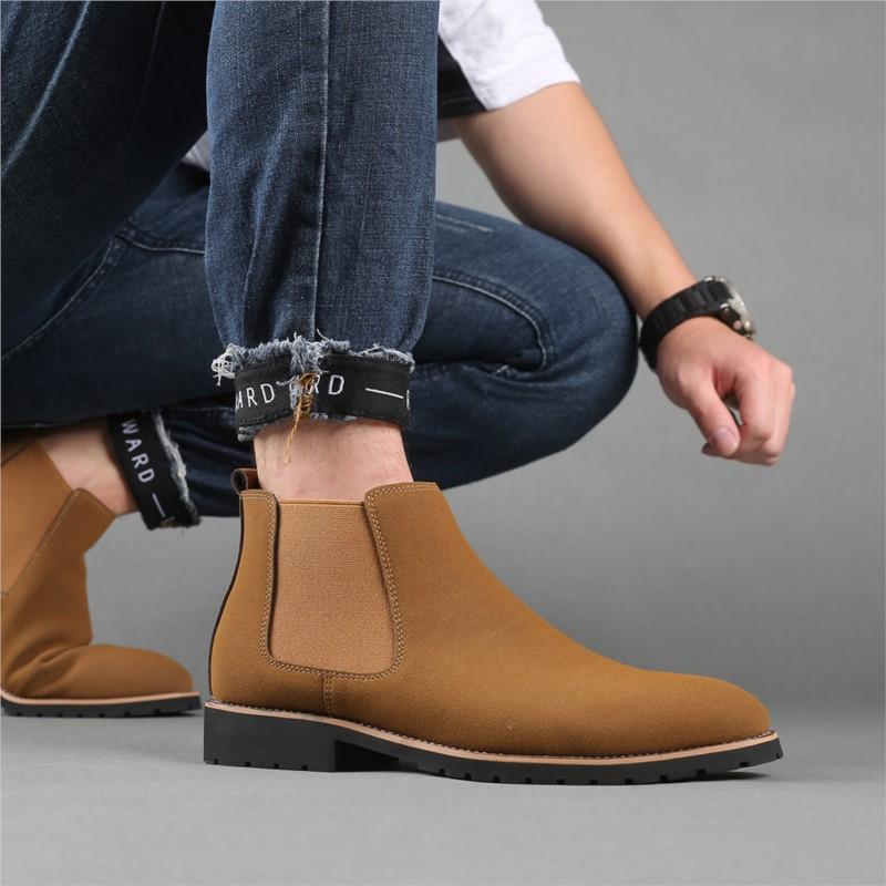 Осенняя мода ботинки Челси мужские рабочие ботинки в британском стиле ботинки-хипстеры черные ботильоны D615