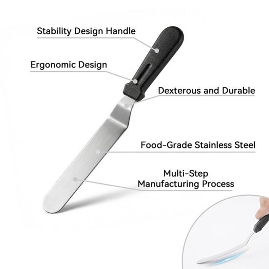 3Pcs/Set Cream Spatula, 6/8/10 Inch Stainless Steel Blades Offset Spatula, Ergonomic Non-Slip Handle Cake Spatula for Cake Decorating, Baking & Pastry