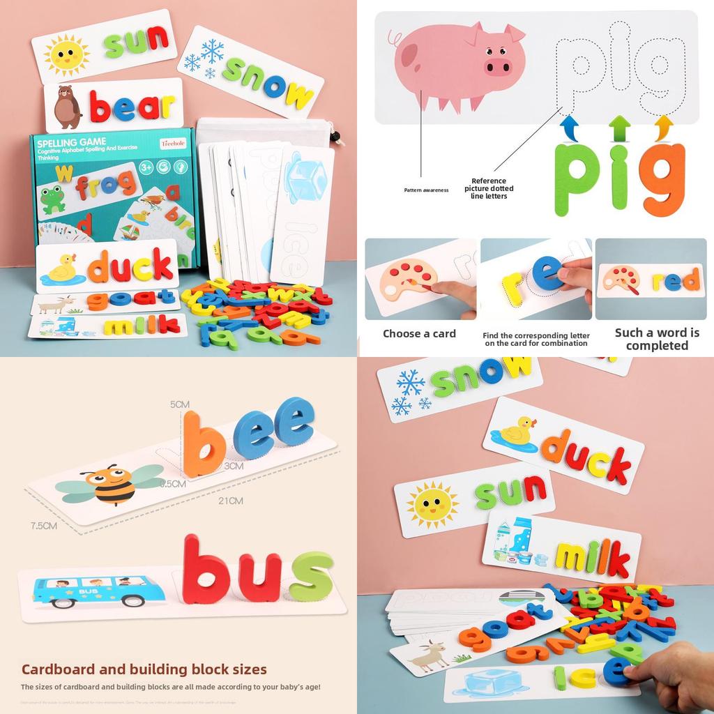 Деревянный пазл с алфавитом для детей, развивающая игрушка с составлением слов для дошкольного обучения