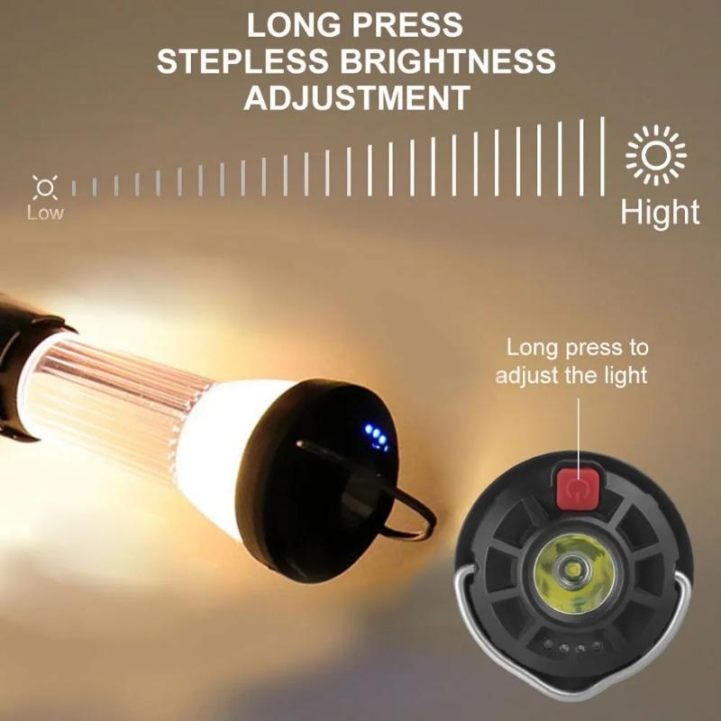 New 2000LM Camping Light Rechargeable LED Flashlight with Magnet Portable Lantern Outdoor Emergency Tent Light Camping Supplies