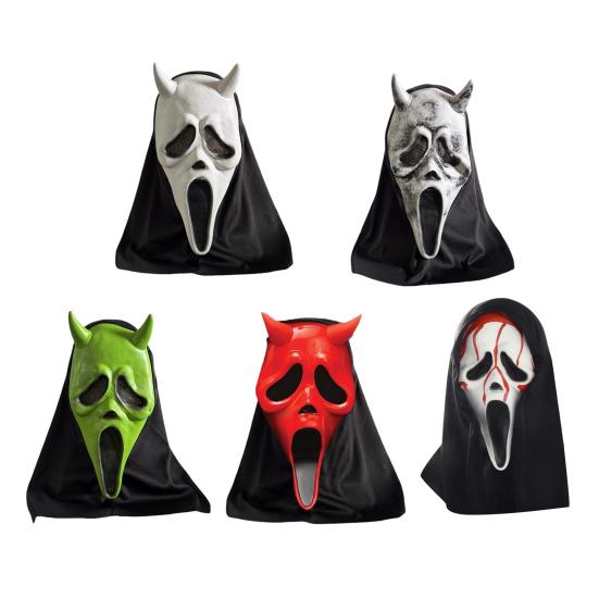 Маска лица дьявола для взрослых, маска призрака для крика ужаса на все лицо для Хэллоуина, маскарадной вечеринки, костюма, реквизит для косплея