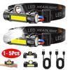 Rechargeable COB LED Headlamp With Magnet Powerful Headlight Super Bright Outdoor Waterproof Torch For Camping Hiking Fishing