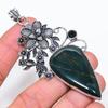 Natural Bloodstone, Onyx Gemstone 925 Sterling Silver Jewelry Pendant 3.62" a3V65