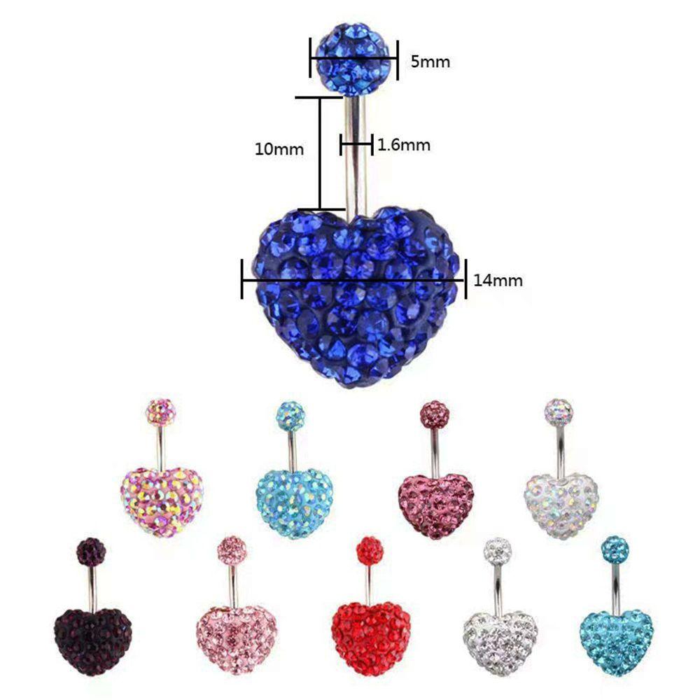 Двойной драгоценный камень Кнопка Мульти Кристалл Поддельное кольцо в пупок Сердце Штанга для живота Кольца для пупка Пирсинг тела