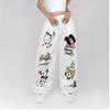 Трендовые женские спортивные штаны с высокой талией, свободного кроя, с принтом щенков, для весны и осени, прямые, в американском стиле моп.