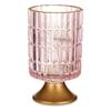 Lanterne À LED - Rayures Rose Doré - Verre Transparent - 10,7x18 Cm - Élégance Chic