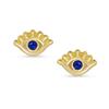 Унисекс маленькие желтые 10-каратного золота духовные синие CZ амулет для защиты ресниц серьги-гвоздики от сглаза хрящевые укусы для женщин подростков