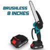88VF Brushless Electric Chain Saw Mini Chainsaw Rechargeable Wood Cutter Pruning Garden Power Tool For 18V Battery 8 Inches