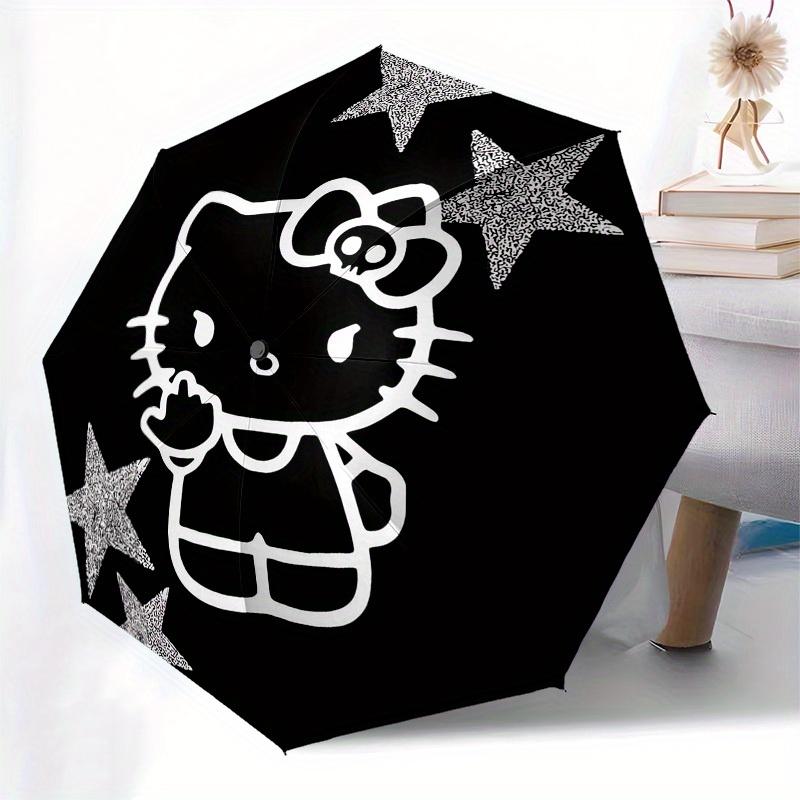 1pc Gothic Hello Kitty with Skulls Umbrella with Plastic Handle,Suitable for All Seasons Home Travel Outdoor UmbrellaSanlio197